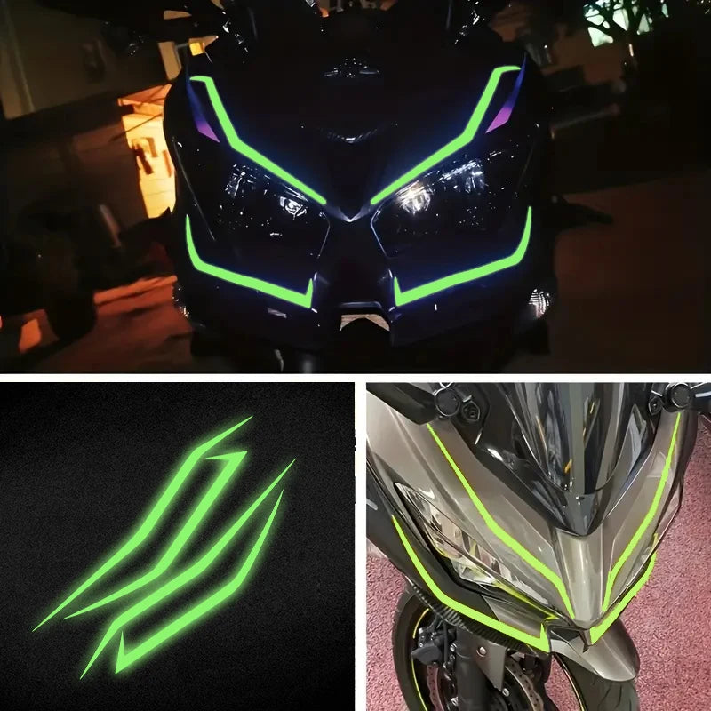 Glow-in-the-Dark Vinyl Decal Stickers for Kawasaki Ninja 400, H2, H2SX - Windscreen, Fairing, Headlight & Helmet