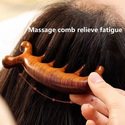 Wooden Scalp Massage Comb - Natural Wood Head Massager for Relaxation & Hair Care