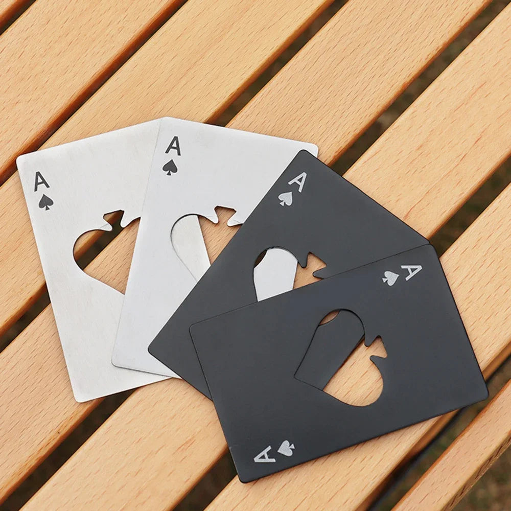 Stainless Steel Playing Card Bottle Opener - Ace of Spades Credit Card Size Beer & Wine Opener