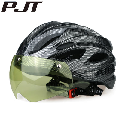 PJT Ultra-Light Cycling Helmet with Magnetic Goggles - PC Shell & EPS Foam Construction, MTB Bike Helmet