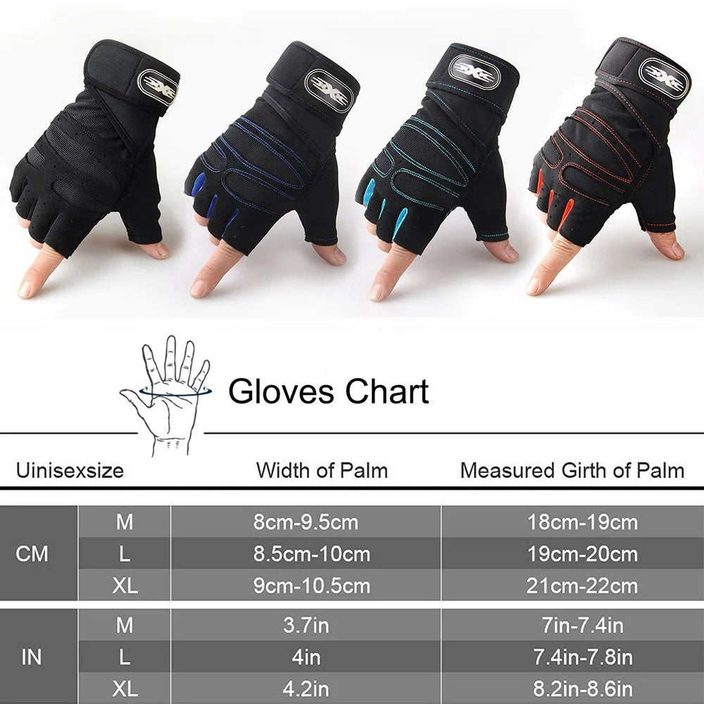 Premium Half-Finger Workout Gloves with Wrist Wrap - Men & Women - Weight Lifting, Training, Cycling & Gym