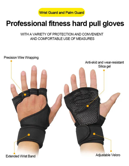 Premium Workout Gloves - Men & Women Fitness Training Gloves for Weightlifting, Bodybuilding & Gym with Wrist Palm Protection
