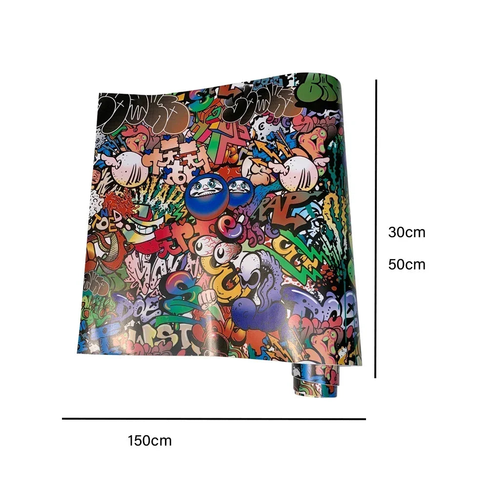 Waterproof PVC Graffiti Vinyl Wrap Film - Cartoon Camouflage Decal Sticker for Cars, Bicycles, Skateboards & Auto Accessories