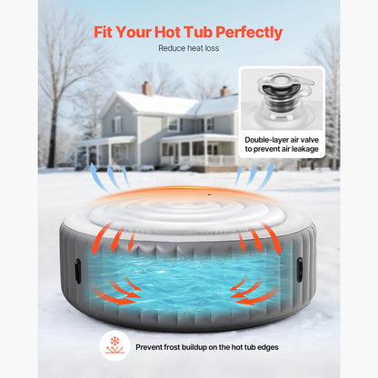 Inflatable Hot Tub Cover - Round Insulated Spa Cover for Recovery & Relaxation (65" Diameter)