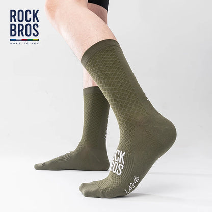 ROCKBROS High-Performance Cycling Socks - Breathable Shock-Absorbing Sport Socks with High Elastic Fabric for Outdoor Biking (1 Pair)