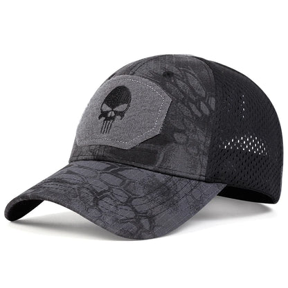 Unisex Skull Embroidered Baseball Cap - Breathable Adjustable Sun Hat for Spring & Autumn Outdoor