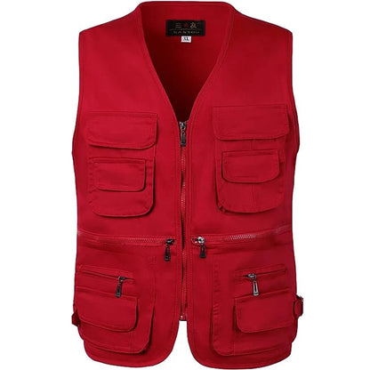 Men's Multi-Pocket Tactical Vest - Summer Outdoor Hiking Fishing Photography Waistcoat Cargo Jacket (S-6XL)