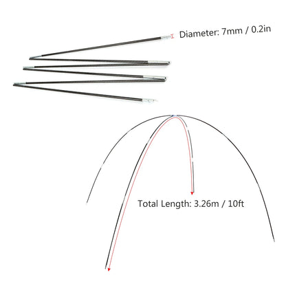 Glass Fiber Tent Arc Poles Replacement - 12-Piece Set (1 Pair) for Camping Tents (3.26m/3.4m/3.9m Options)