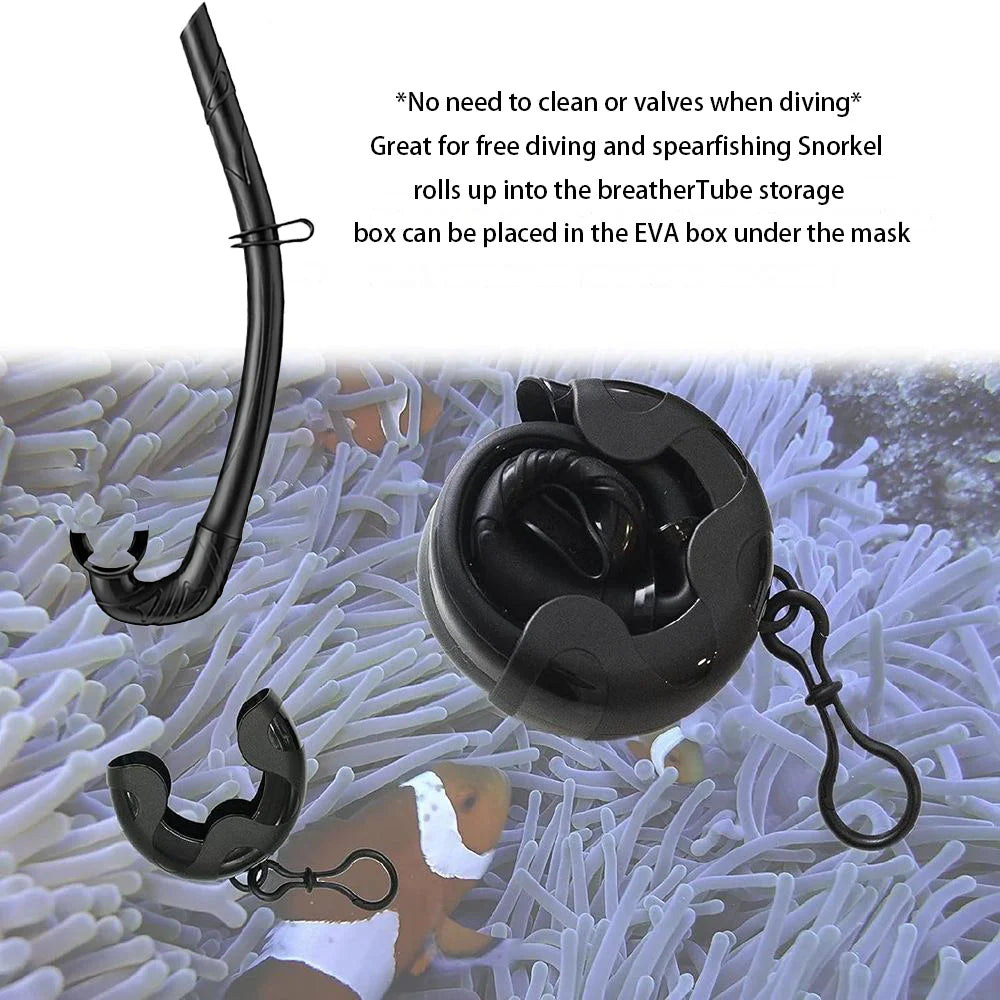 Professional Snorkeling Mask Set Tempered Glass Diving Goggles Foldable Dry Snorkel Tube Travel Case Anti-Fog Silicone