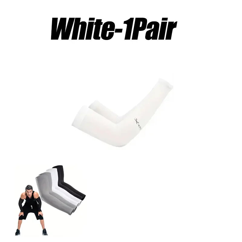 10 Pairs Summer Cycling Ice Silk Arm Sleeves - UV Protection Cooling Arm Covers for Running & Outdoor Sports - Fingerless Unisex