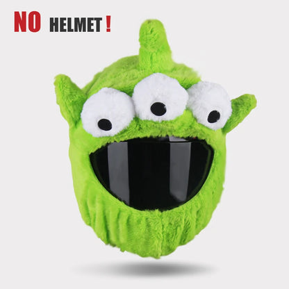 Cartoon Fluffy Plush Helmet Cover - Full-Face Motorcycle Protective Case