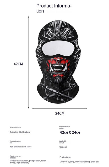 Full Face Balaclava Mask - Breathable Windproof UV Sun Protection - Moto Skull Ghost Clown Design for Summer Spring