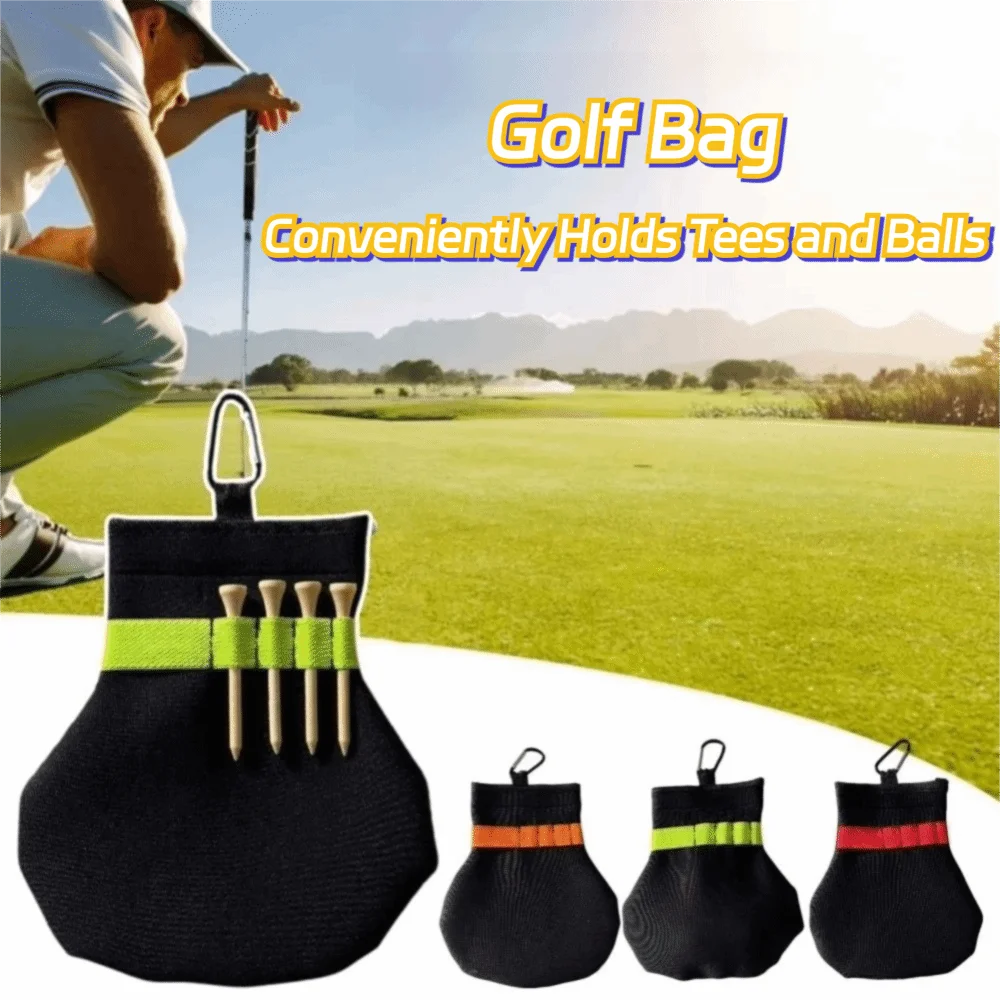 Golf Ball Pouch with Metal Clip - Spacious Terylene Carry Bag for Balls and Tees