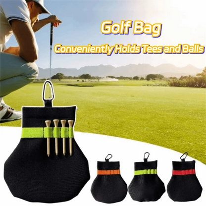 Golf Ball Pouch with Metal Clip - Spacious Terylene Carry Bag for Balls and Tees