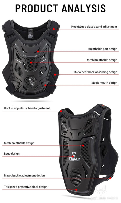 All-Season Motorcycle Armor Vest - PE Shell Body Protection for Motocross, Dirt Bike & MTB - Men & Women
