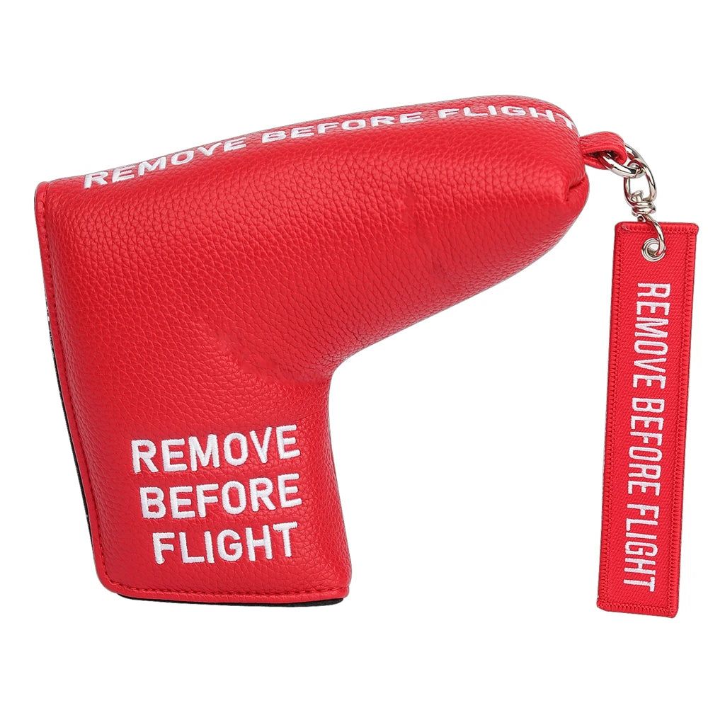 "Remove Before Flight" Golf Club Headcover - Premium Synthetic Leather Protection for Driver, Putter & Woods