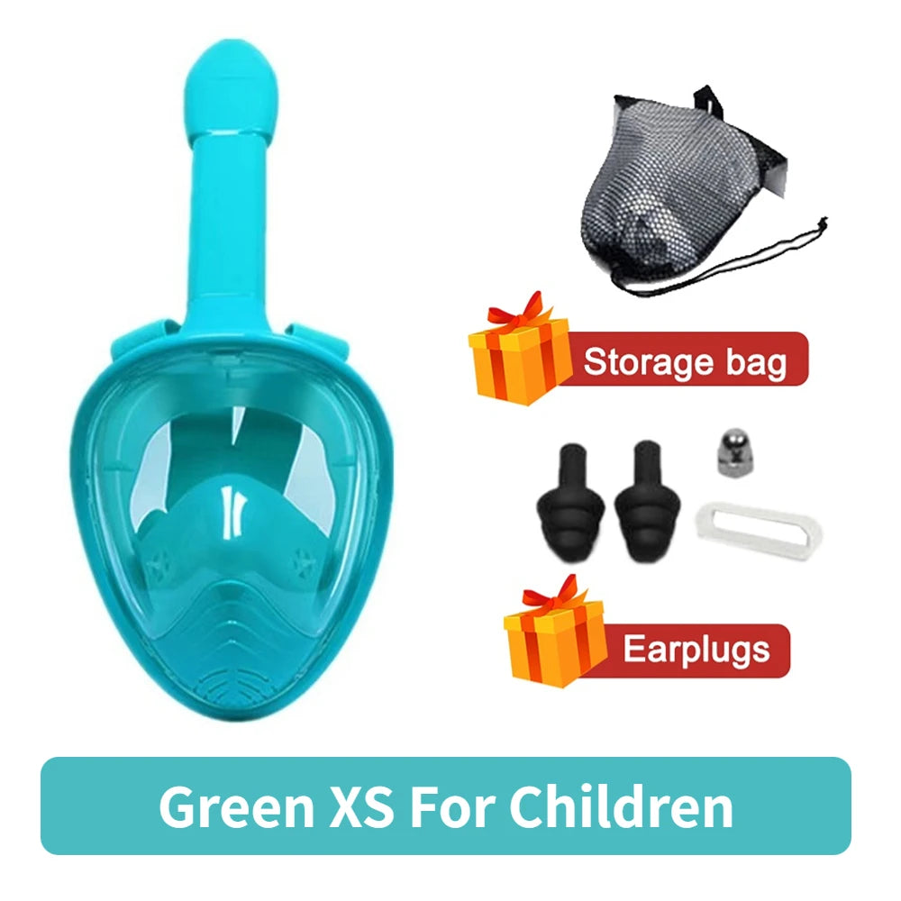 Full Face Snorkeling Mask - Anti-Fog Underwater Diving Goggles for Kids & Adults Swimming Equipment
