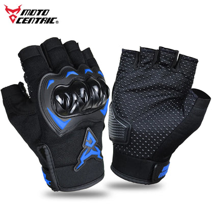 MOTOCENTRIC Half Finger Motorcycle Gloves - Breathable Summer Riding Gloves with Anti-Fall Palm Guard for ATV MTB Cycling