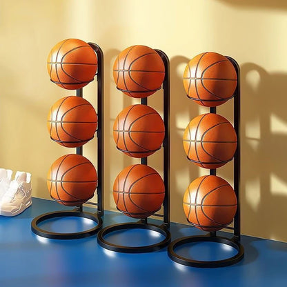 Carbon Steel Basketball Storage Rack - Multi-Layer Ball Organizer Stand for Basketball, Football, Volleyball (Home & School)