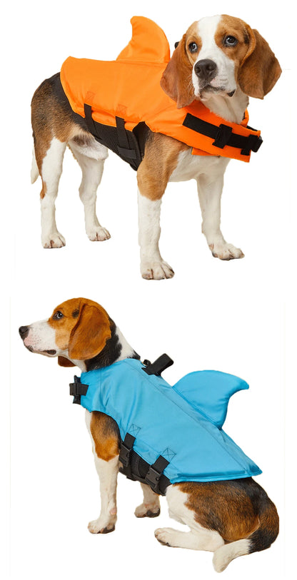 Enhanced Buoyancy Dog Life Jacket - Safety Swimming Vest with Handle for Small Medium Large Dogs - Shark Design Surfing Gear
