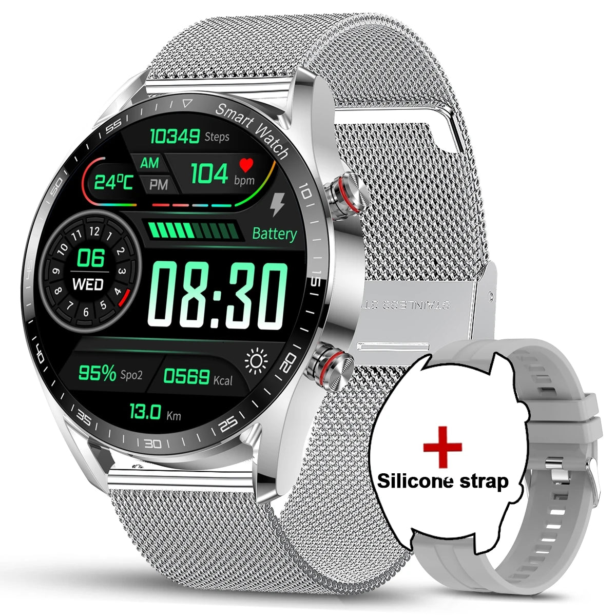1.53" Full Touch Screen Smart Watch - Multi-Sport Mode with ECG+PPG, Waterproof & Bluetooth Call