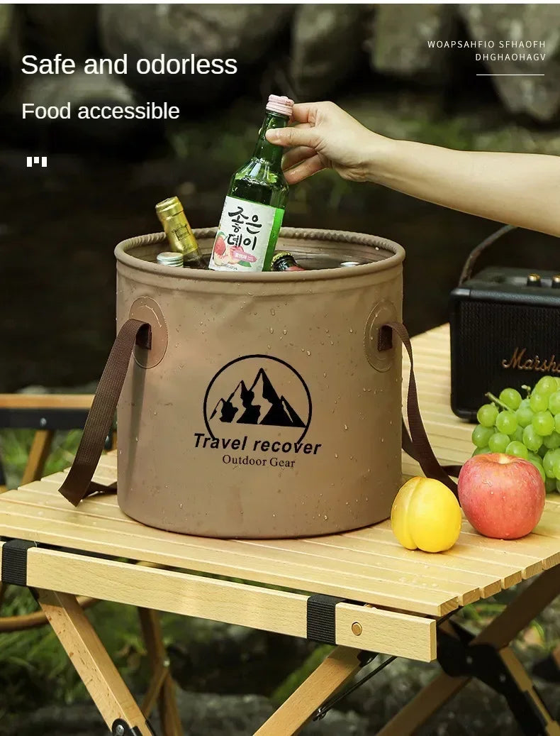 Collapsible Water Bucket - 5L/10L/20L Portable Folding Basin for Camping, Hiking & Fishing