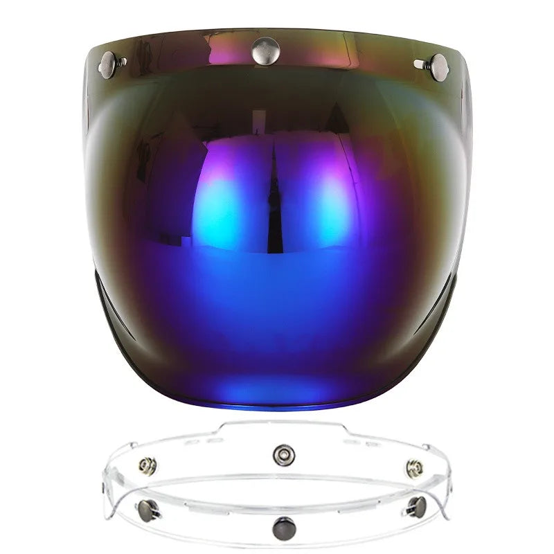 Retro Motorcycle Helmet Bubble Visor - Anti-Fog UV Protection HD Lens for Open Face Half Helmets