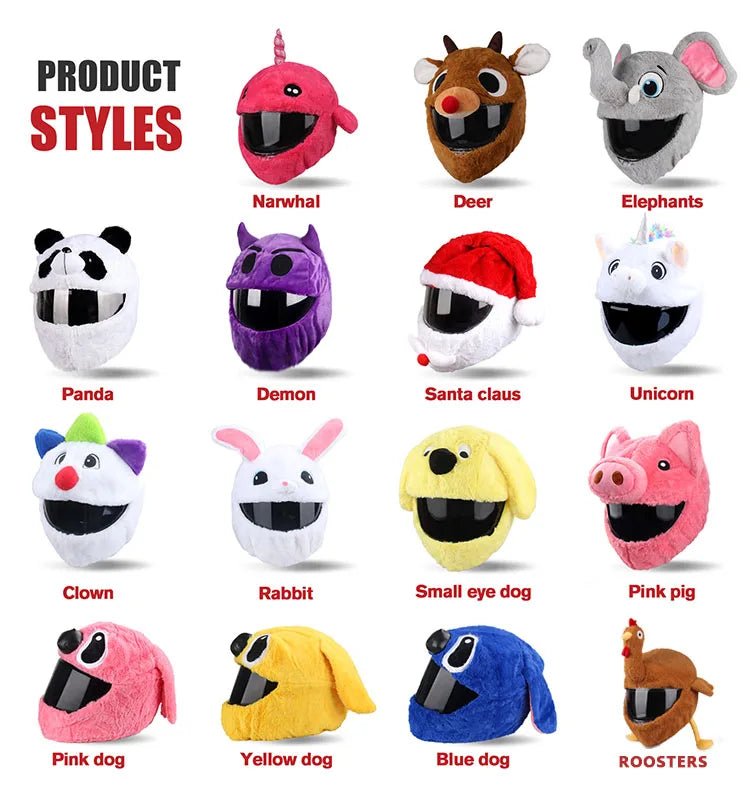 Cartoon Fluffy Plush Helmet Cover - Full-Face Motorcycle Protective Case
