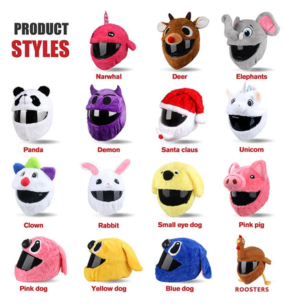 Cartoon Fluffy Plush Helmet Cover - Full-Face Motorcycle Protective Case