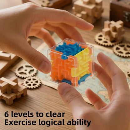 Mini 3D Maze Puzzle Cube - 4cm Six-Sided Transparent Speed Cube with Rolling Ball, Brain Teaser Toy & Stress Reliever for Kids