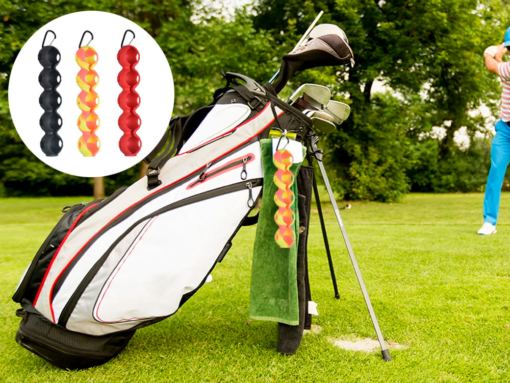 Portable Silicone Golf Ball Pouch - 5-Ball Capacity Carry Case with Hook - Essential Golf Accessories