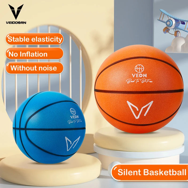 Silent Basketball for Indoor Training - Size 3/5/7 - Low Noise Rubber Ball for Indoor Courts