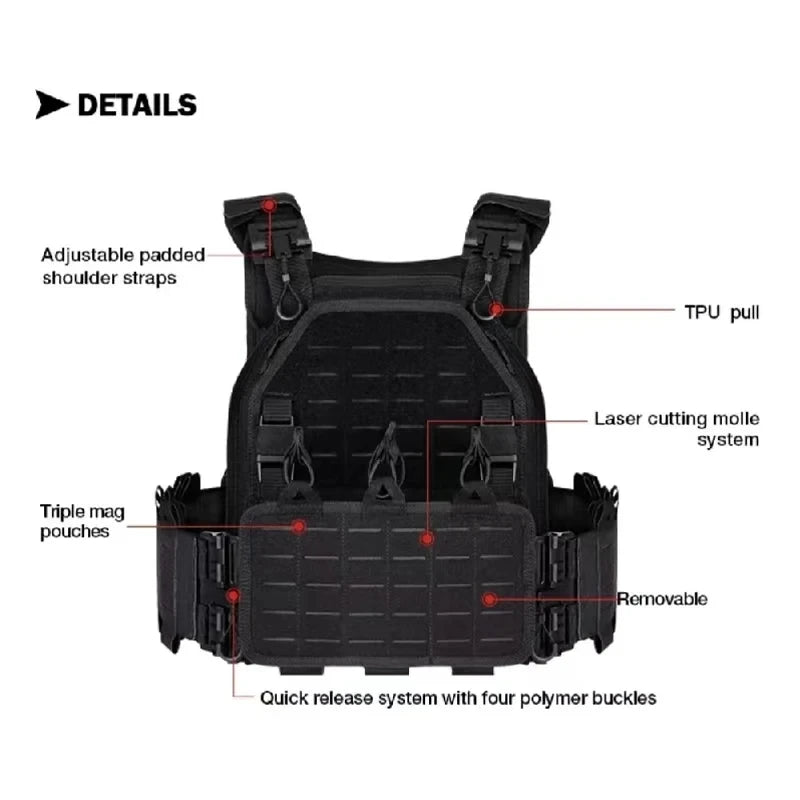 Tactical Multi-Functional Vest - Fast Detachable Lightweight Design
