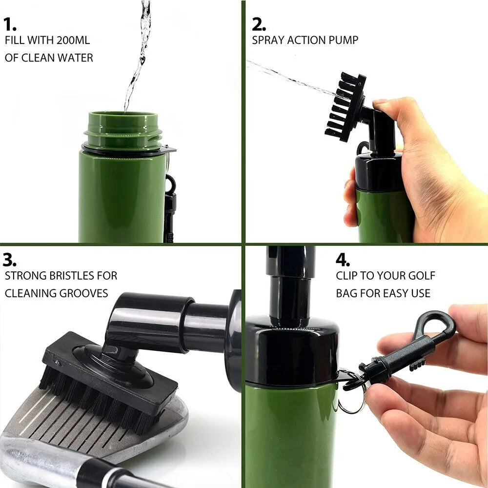 Professional Golf Club Groove Cleaner with Integrated Water Spray System