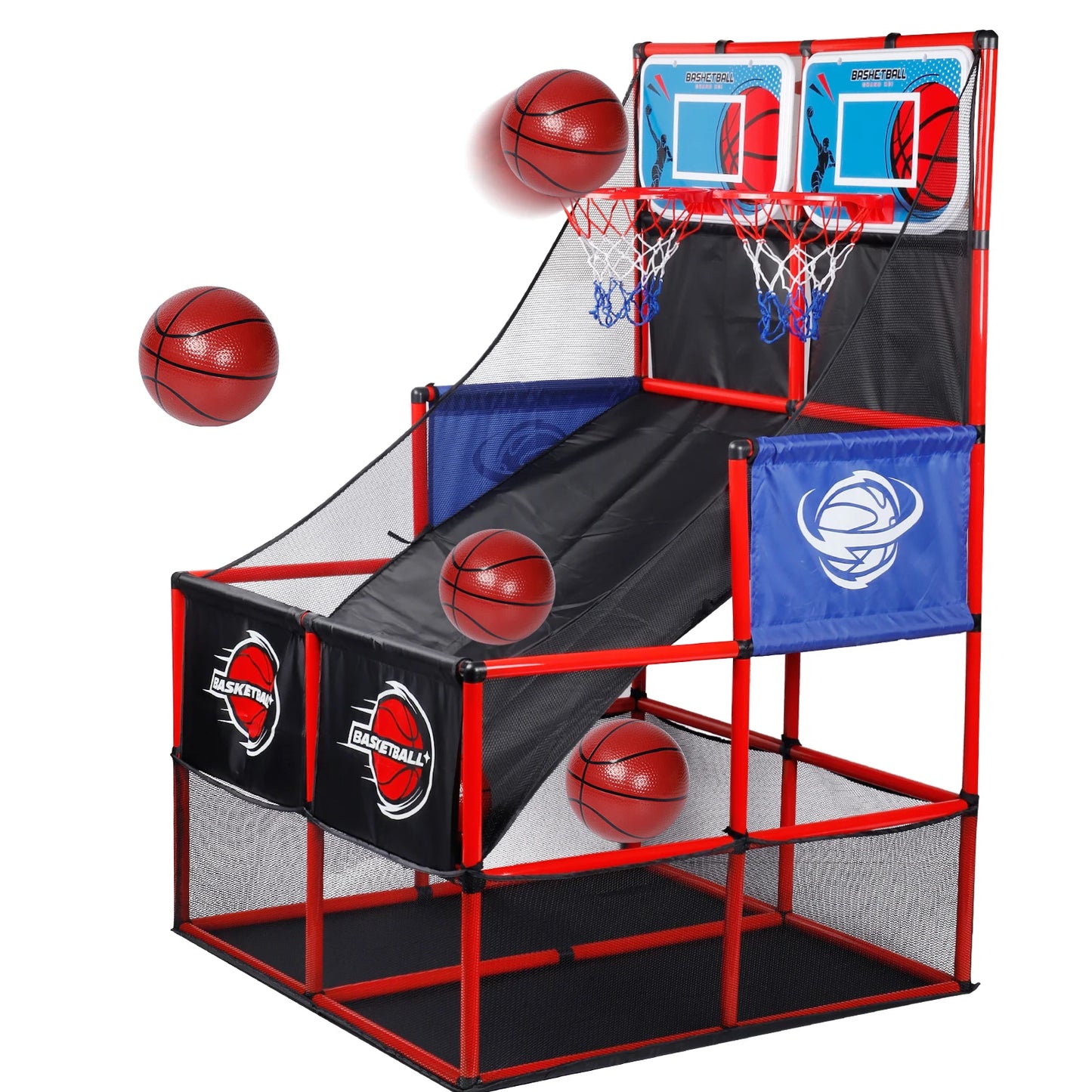 Indoor/Outdoor Arcade Basketball Game Set - Complete with Hoop and Balls for Kids Competition