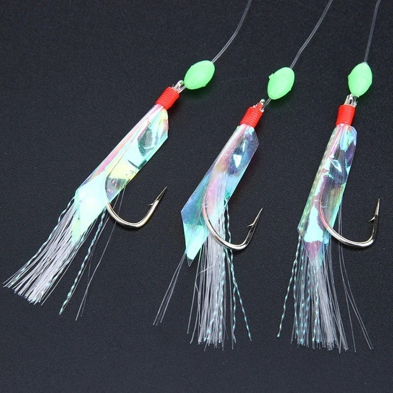 Soft Silverskin Fishing Lure Set 5pcs Multi-Color Imitation Fish Shrimp Bait with Crystal Barbed Hook