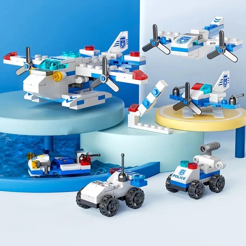 6-in-1 Mini Building Blocks Set - DIY Police, Fire Truck, Castle & More Educational Construction Toy (Ages 6+)