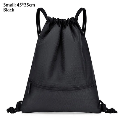 Waterproof Drawstring Sports Backpack with Zipper Pocket - Lightweight Gym Sackpack for Basketball & Training
