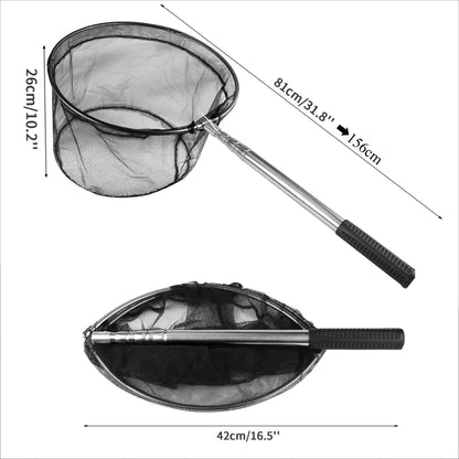 Professional Telescoping Fishing Landing Net - Aluminum Alloy Construction - Extends 55cm to 190cm with Folding Mesh Design