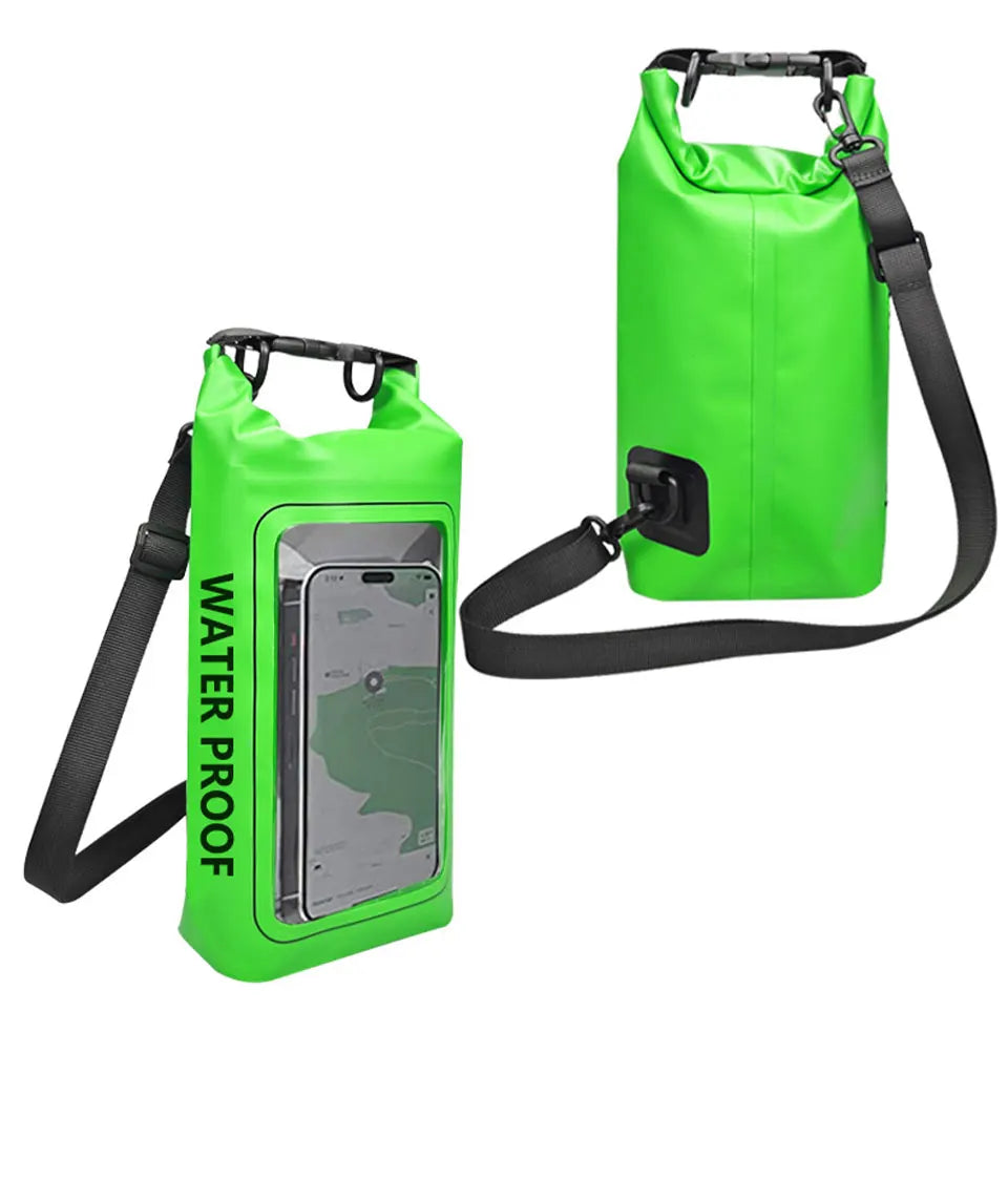 PVC Waterproof Dry Bag 2L - Touch Screen Phone Pouch for Swimming Rafting Surfing Boating - Shoulder Bag