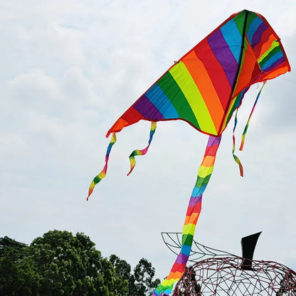 Rainbow Kite with Long Tail - Easy Flying Design with 30m Line for Kids and Outdoor Fun