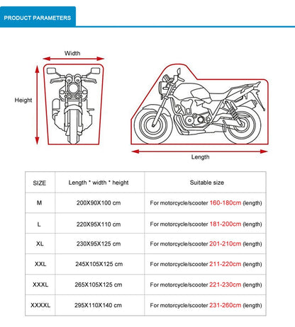 Universal Motorcycle Cover - Elastic Fabric with UV Protection for Indoor & Outdoor Use (M-4XL Sizes)