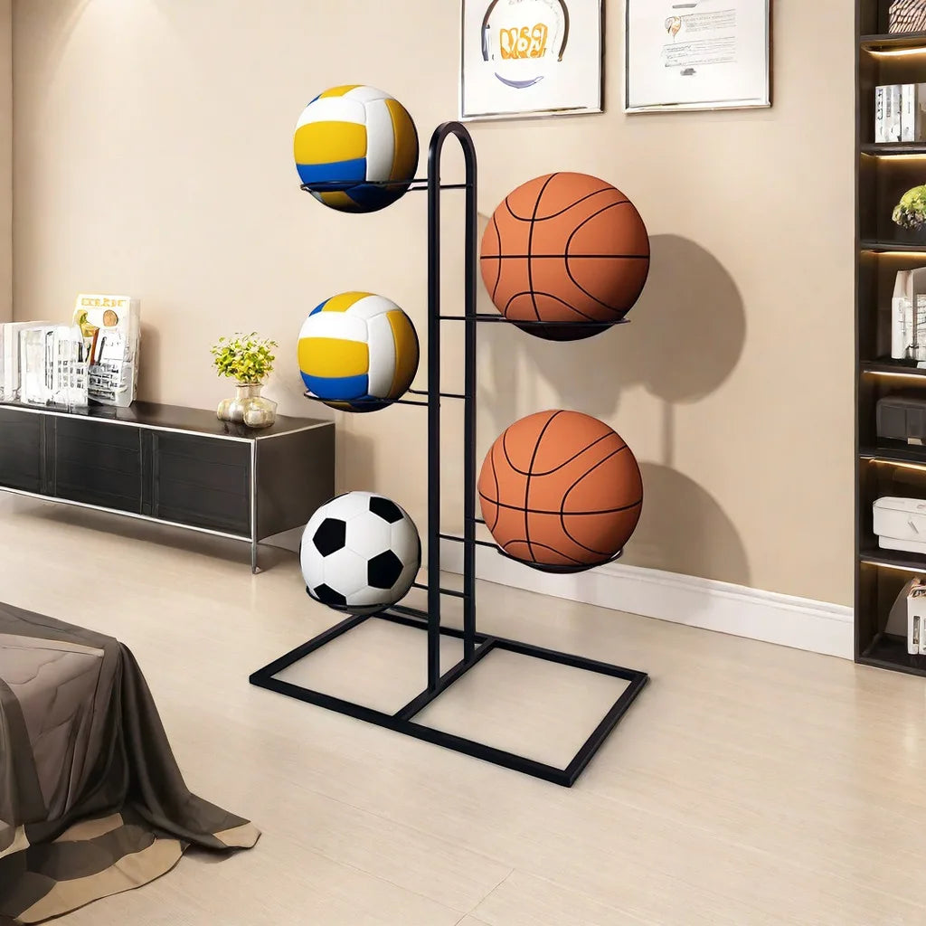 Carbon Steel Basketball Storage Rack - Multi-Layer Ball Organizer Stand for Basketball, Football, Volleyball (Home & School)