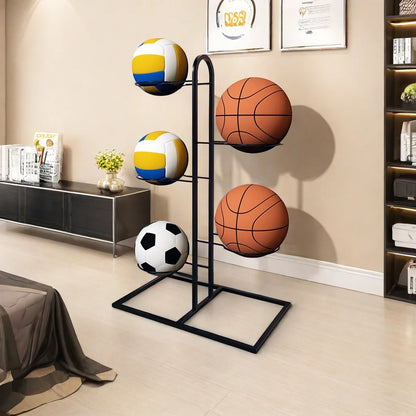 Carbon Steel Basketball Storage Rack - Multi-Layer Ball Organizer Stand for Basketball, Football, Volleyball (Home & School)