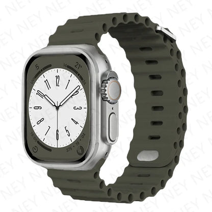Ocean Strap Silicone Band for Apple Watch - Compatible with Ultra 2, Series 9/8/7/6/5/4/3/SE - All Sizes (49mm, 45mm, 44mm, 42mm, 41mm, 40mm) - Premium Silicone Bracelet Wristband