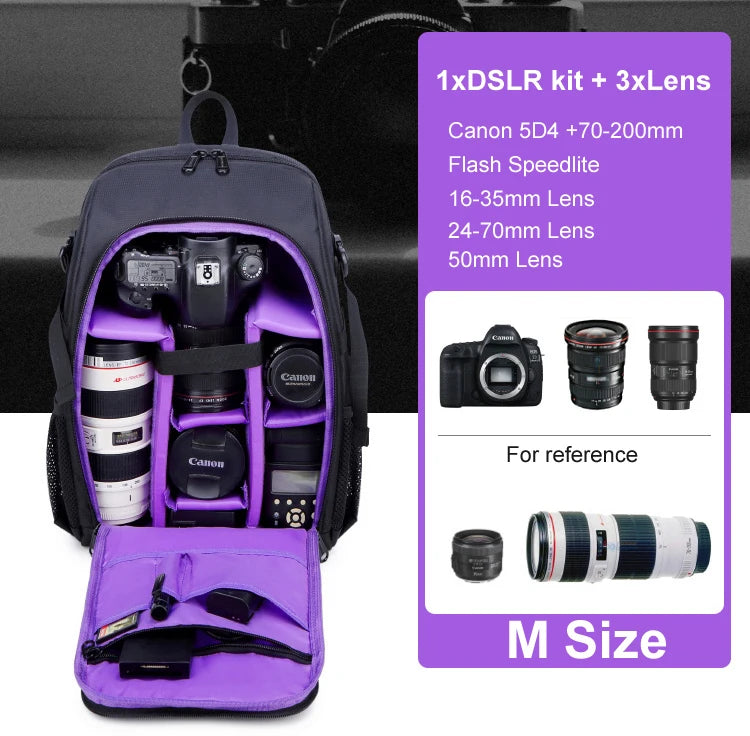 Large Capacity Camera Backpack - Waterproof DSLR Bag with Tripod Holder & Rain Cover