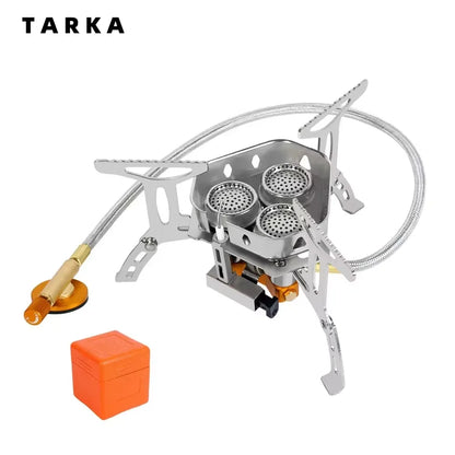 Professional 3-Head Gas Stove - 5800W Folding Camping Burner - Portable Backpacking Furnace for Outdoor Hiking, Picnic & BBQ