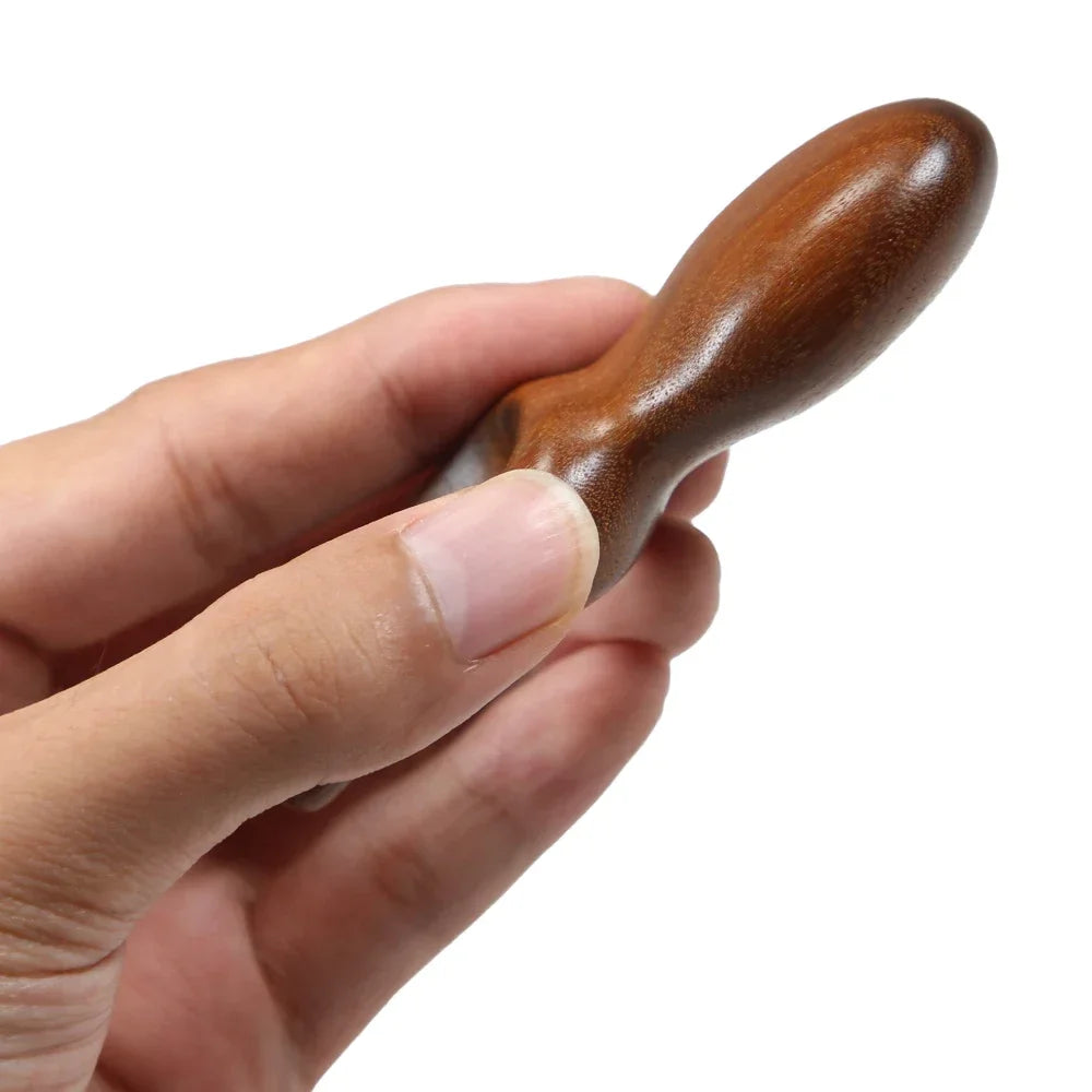 Natural Sandalwood Gua Sha Massage Tool - Bionic Finger Design for Face, Scalp & Body Recovery