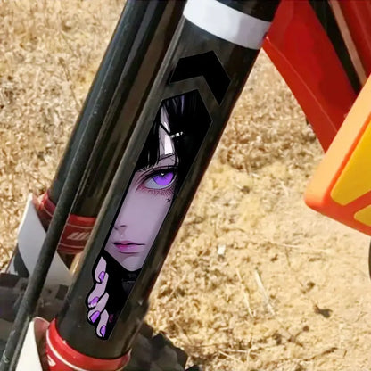 Anime Girl Peeking Decals - Waterproof Vinyl Stickers for Motorcycle Front Fork Suspension (1 Pair) - JDM Motorbike Decoration