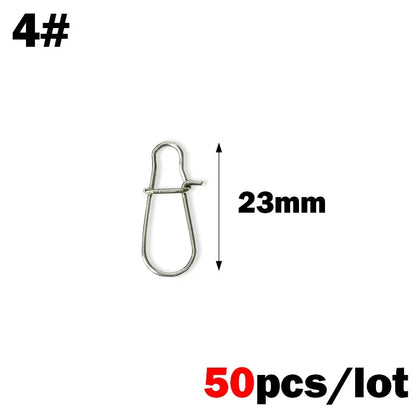 50PCS Stainless Steel Pin Swivel Fishing Accessories - Connector Lure Clip Rolling Swivels for Sea Fishing